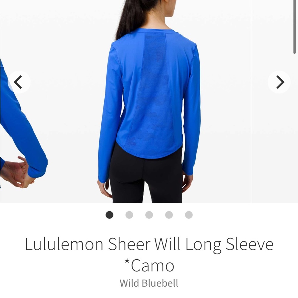 Lululemon Wild Bluebell Sheer Will Long Sleeve *Camo
